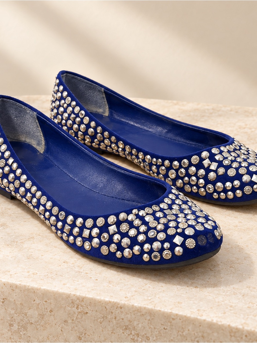 Candies Royal Blue Studded Ballet Flats size 6.5 with box